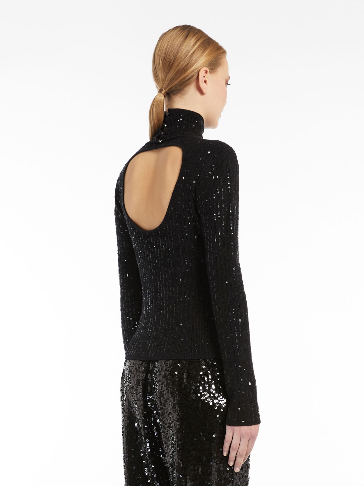 Silk and wool yarn sweater - BLACK - Max Mara - 3