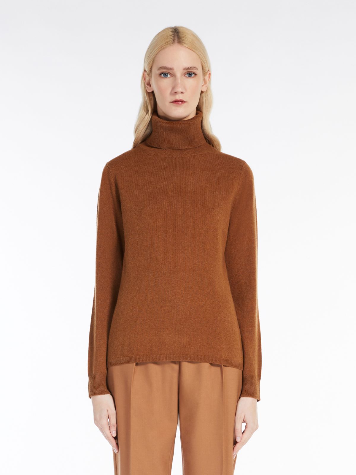 Wool and cashmere yarn mock polo-neck sweater - TOBACCO - Max Mara - 2