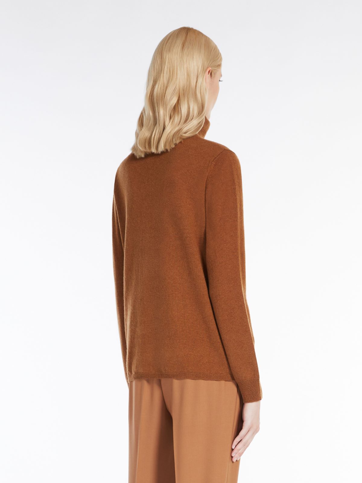 Wool and cashmere yarn mock polo-neck sweater - TOBACCO - Max Mara - 3