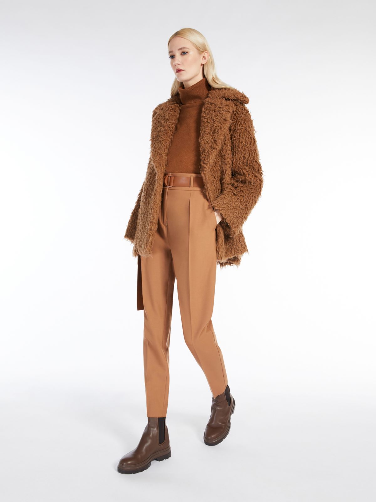 Wool and cashmere yarn mock polo-neck sweater - TOBACCO - Max Mara