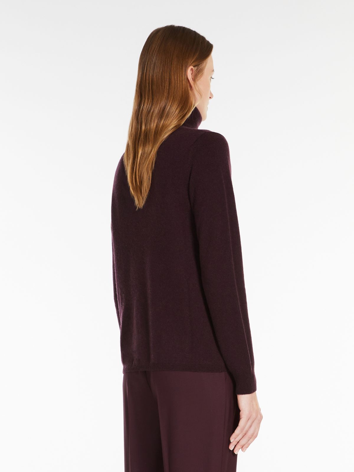 Wool and cashmere yarn mock polo-neck sweater - AUBERGINE - Max Mara - 3
