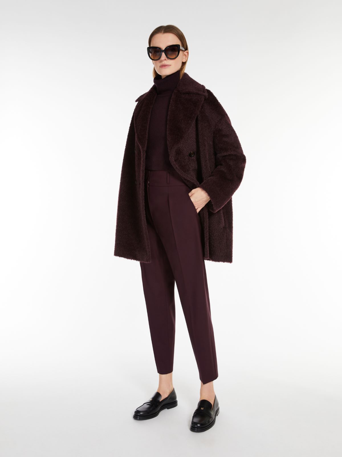 Wool and cashmere yarn mock polo-neck sweater - AUBERGINE - Max Mara