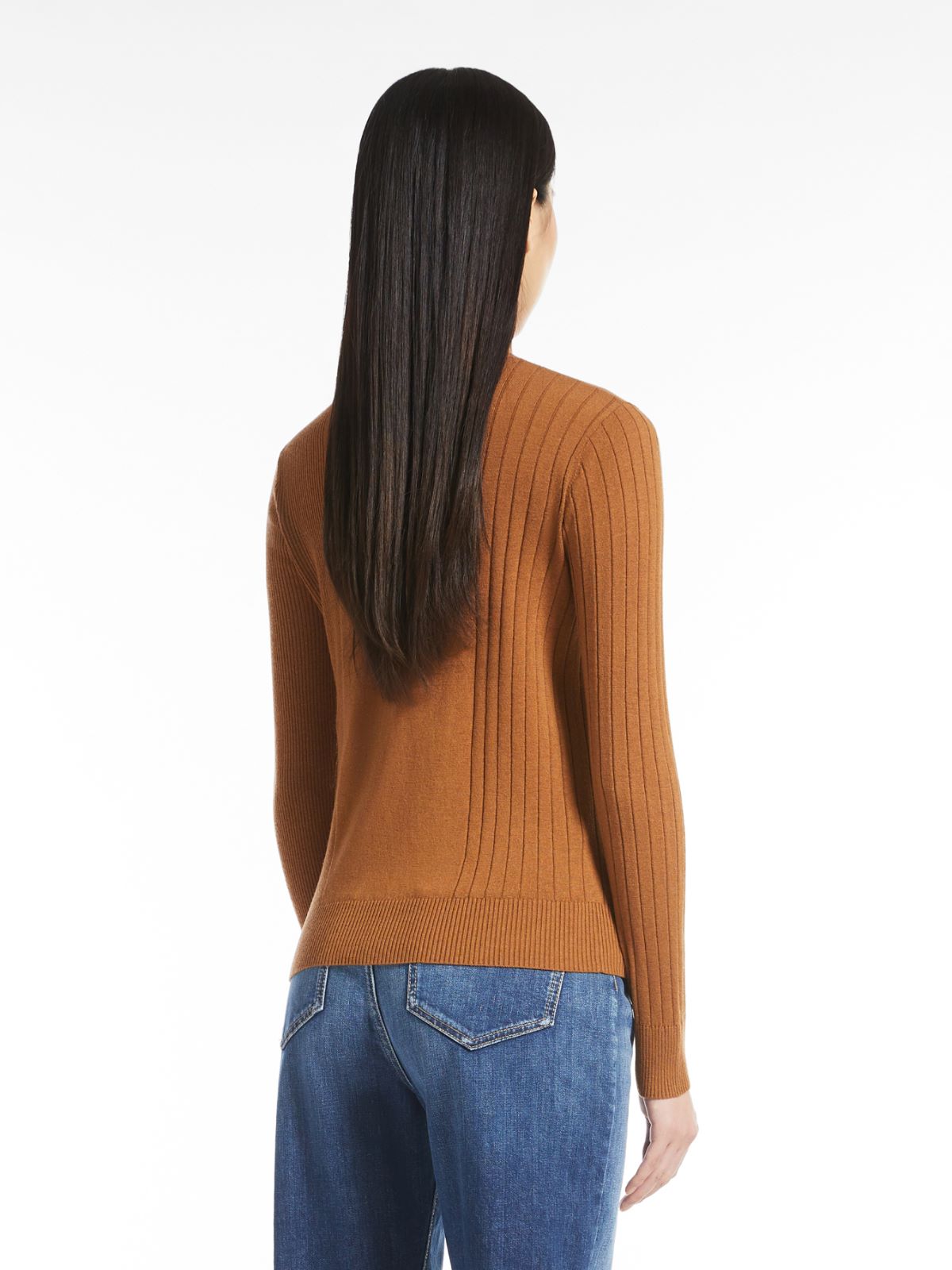 Mock-Neck-Pullover aus Seide und Wolle - KARAMELL - Max Mara - 3