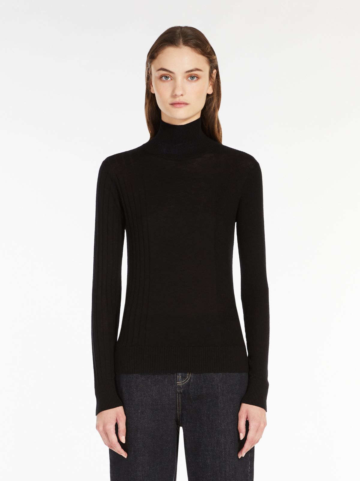 Mock-Neck-Pullover aus Seide und Wolle - SCHWARZ - Max Mara - 2