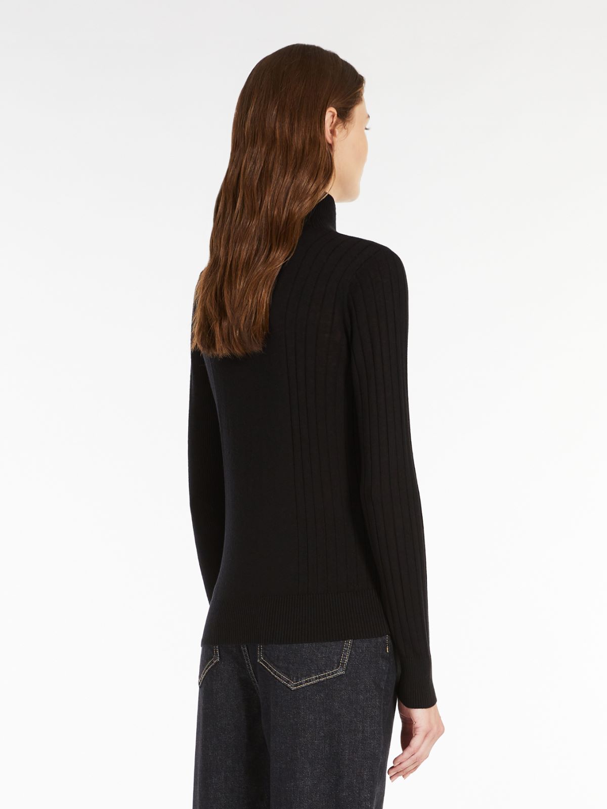 Mock-Neck-Pullover aus Seide und Wolle - SCHWARZ - Max Mara - 3