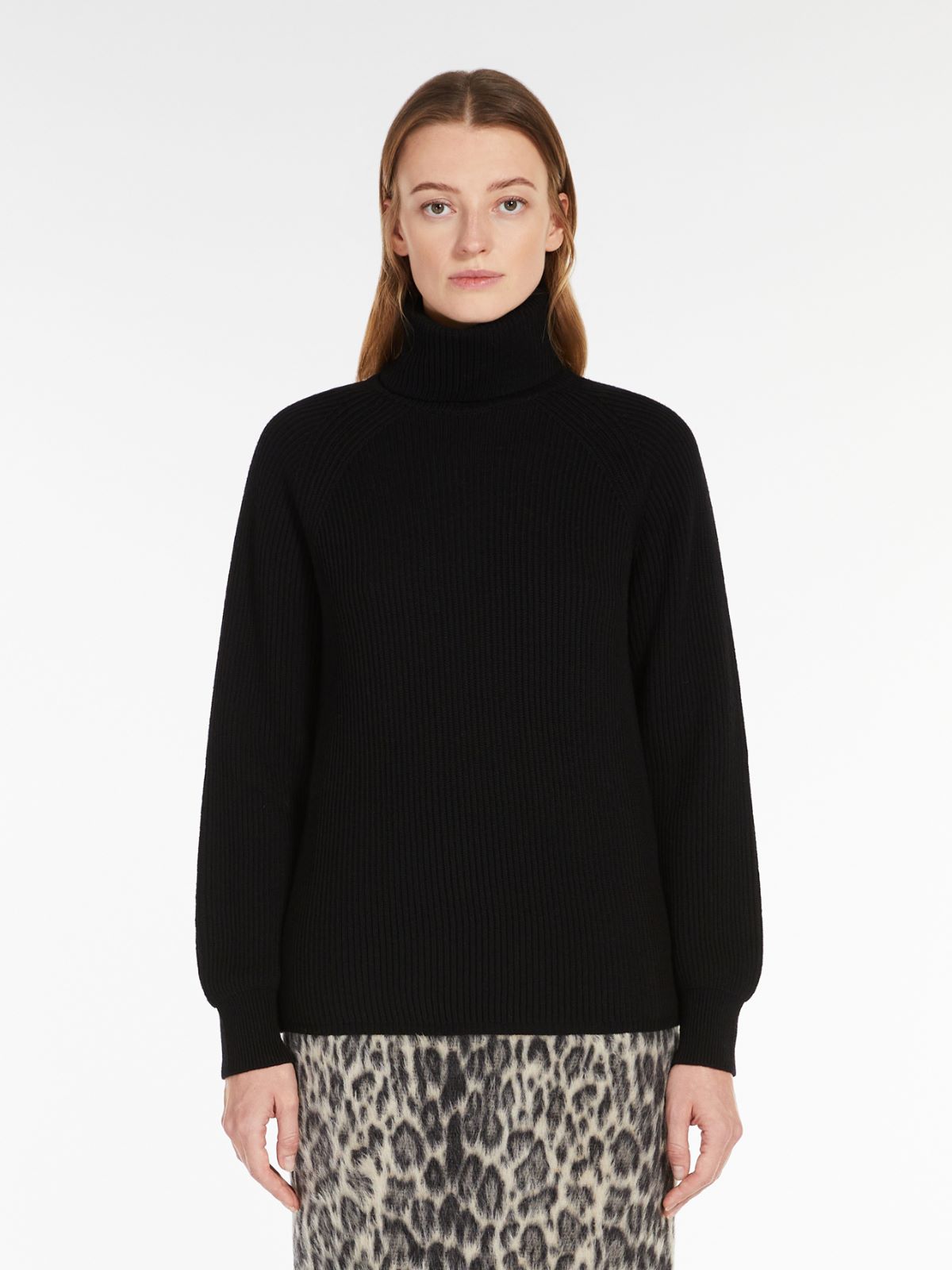 Wool yarn mock polo-neck sweater - BLACK - Max Mara - 2