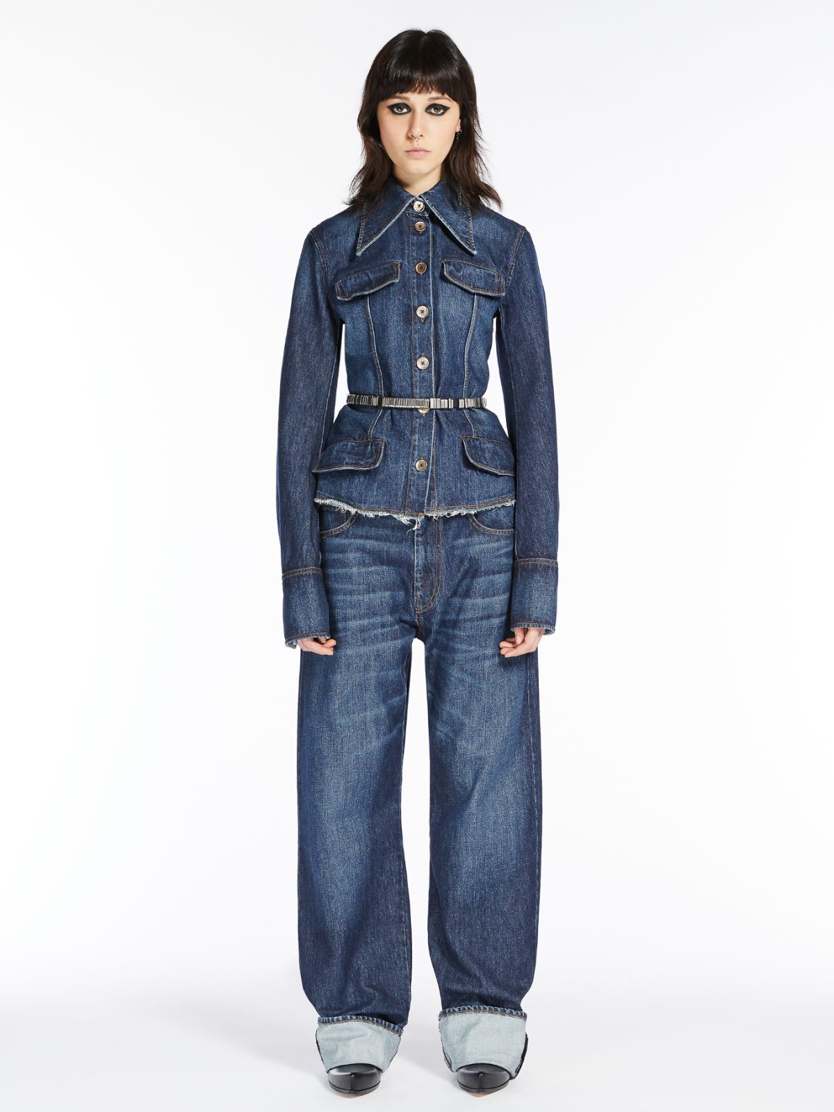 Oversized denim shirt with fringing - MIDNIGHTBLUE - Max Mara