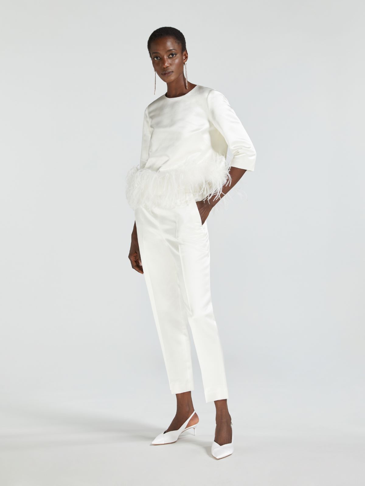 Silk and viscose trousers - WHITE - Max Mara