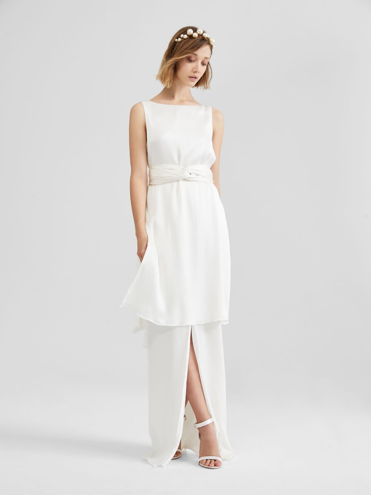 Silk crepon skirt suit - WHITE - Max Mara - 2