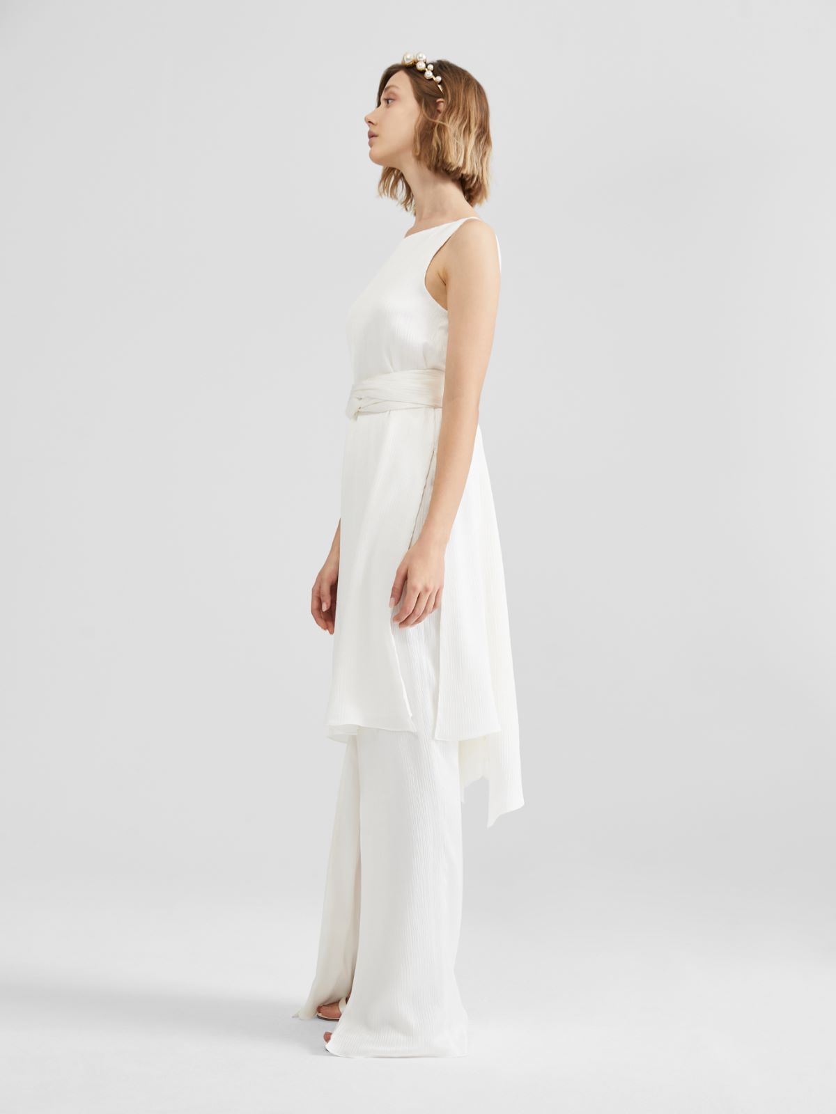 Silk crepon skirt suit - WHITE - Max Mara - 4
