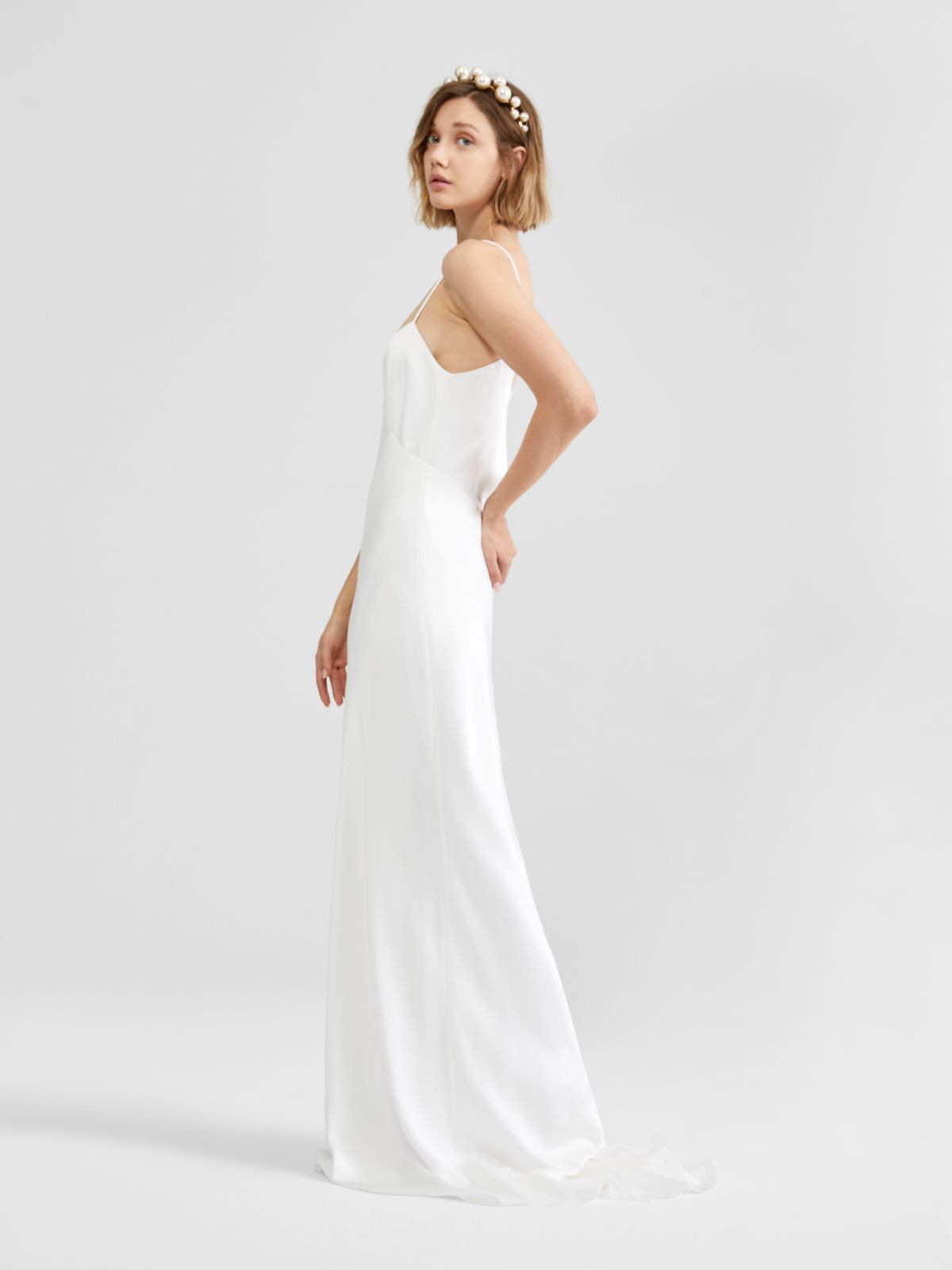 Reverse satin dress - WHITE - Max Mara - 4