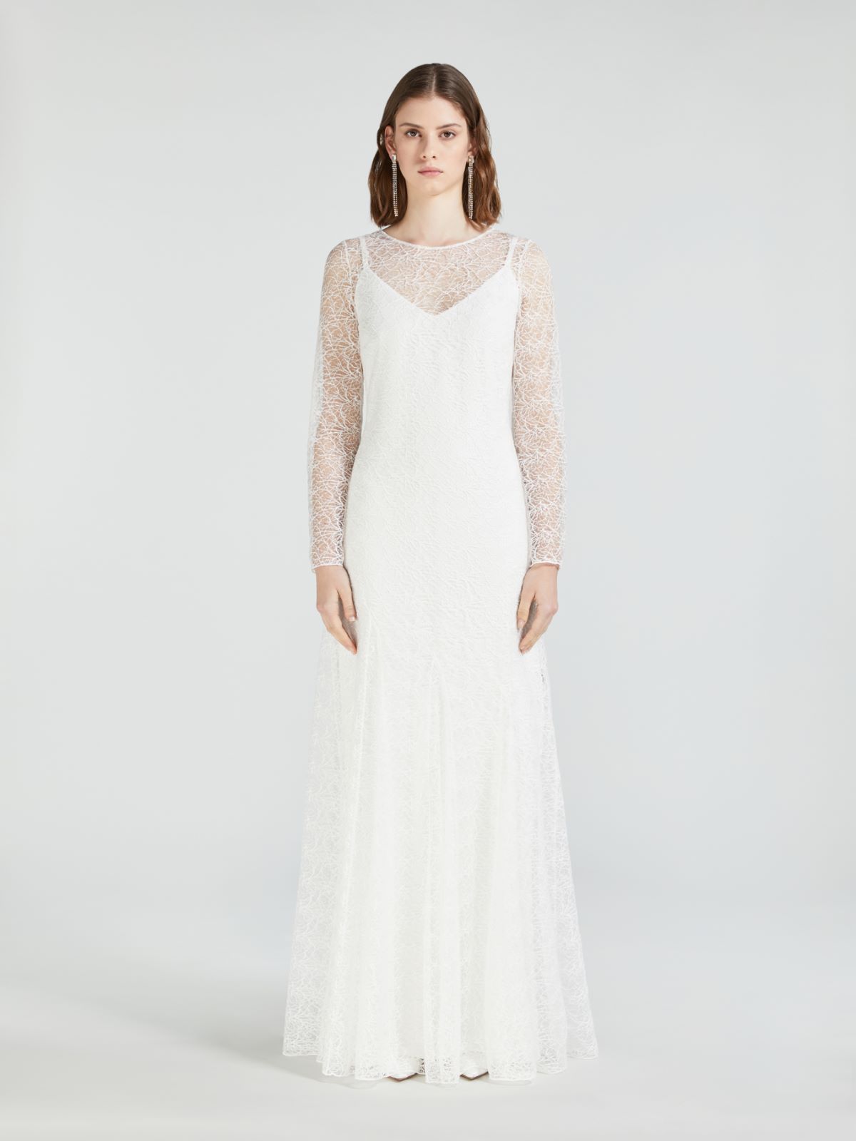 Embroidered tulle and cady dress - OPTICAL WHITE - Max Mara - 2
