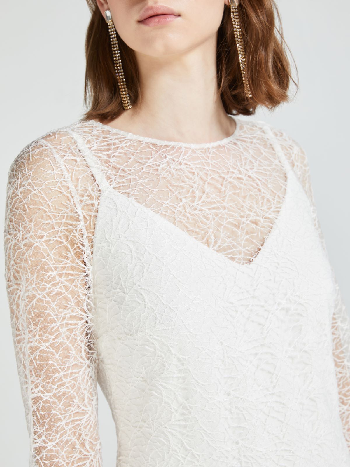 Embroidered tulle and cady dress - OPTICAL WHITE - Max Mara - 4
