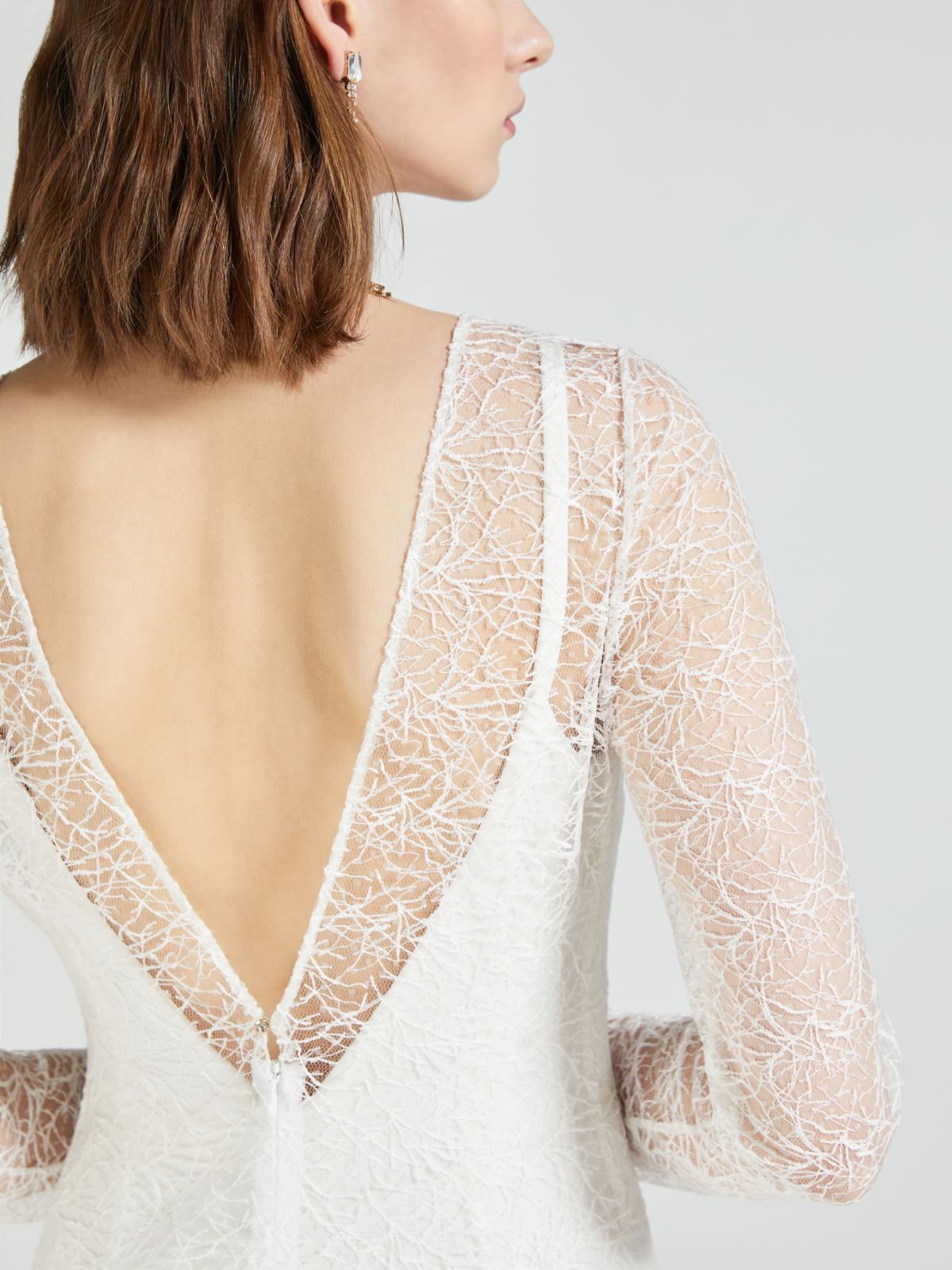 Embroidered tulle and cady dress - OPTICAL WHITE - Max Mara - 5