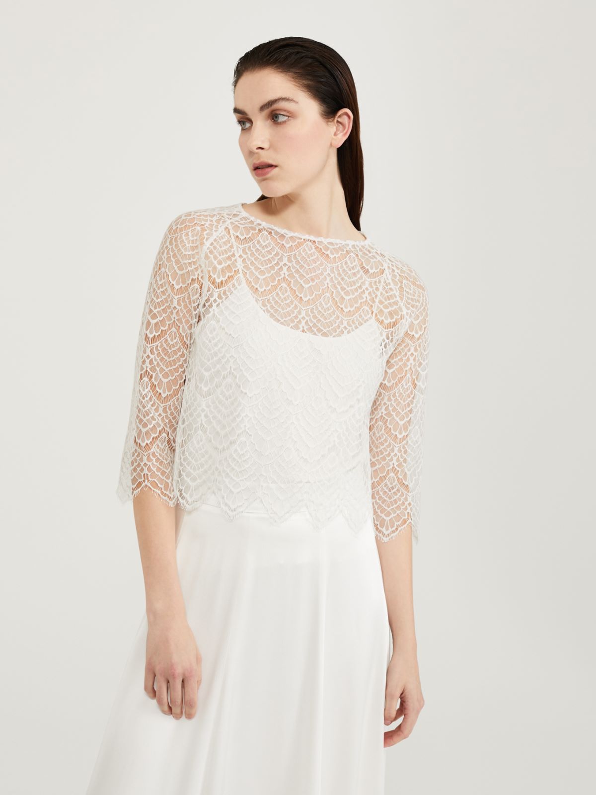Top in rebrodé lace - WHITE - Max Mara - 2