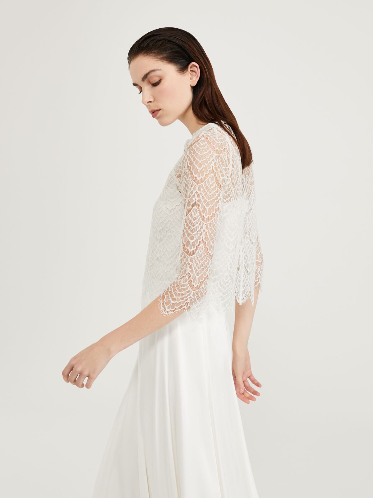 Top in rebrodé lace - WHITE - Max Mara - 4