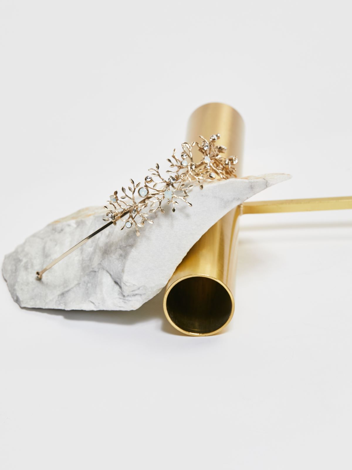 Jewelled headband with crystals - PLATINUM - Max Mara - 2