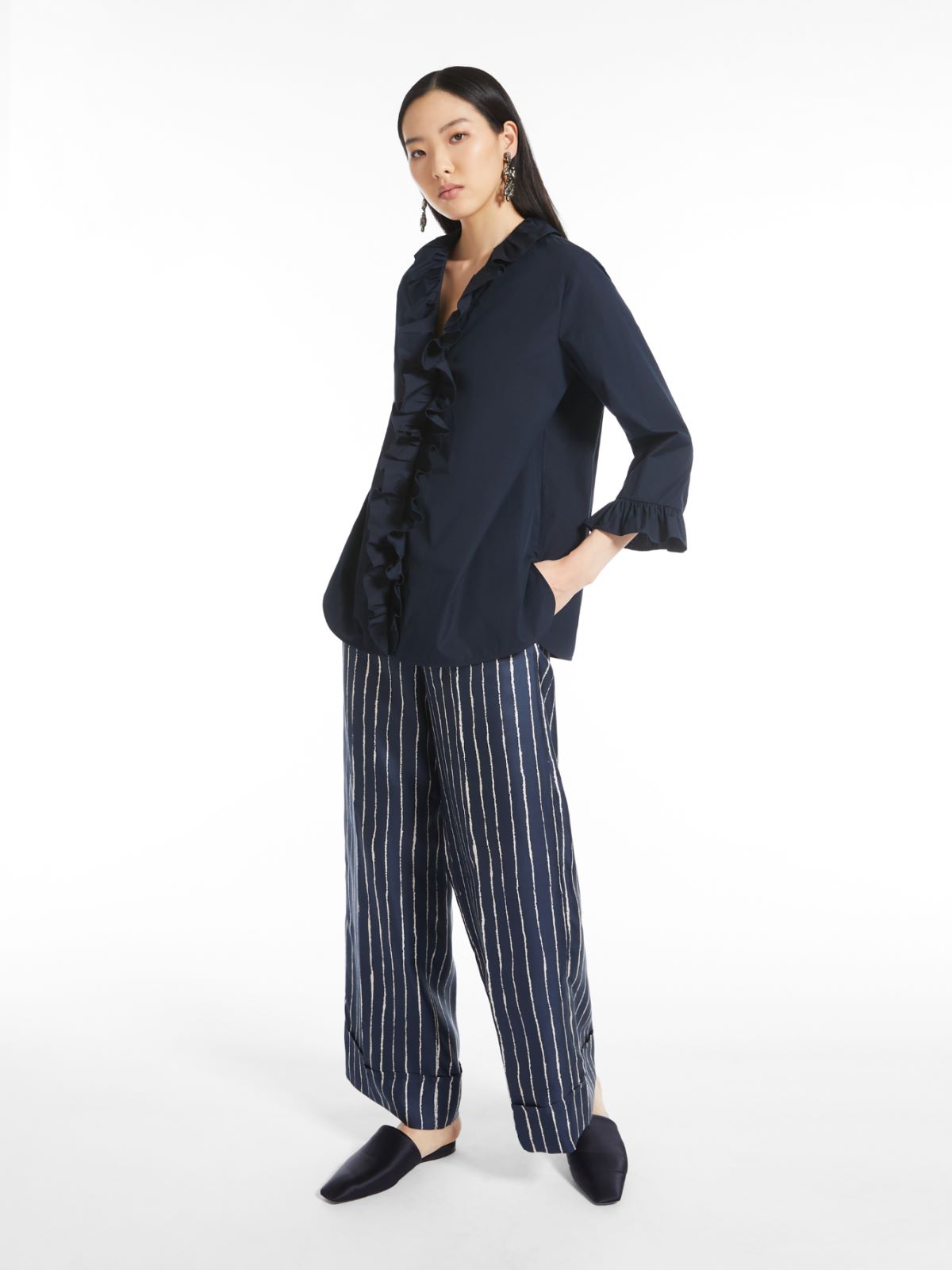 Cotton poplin shirt - MIDNIGHTBLUE - Max Mara