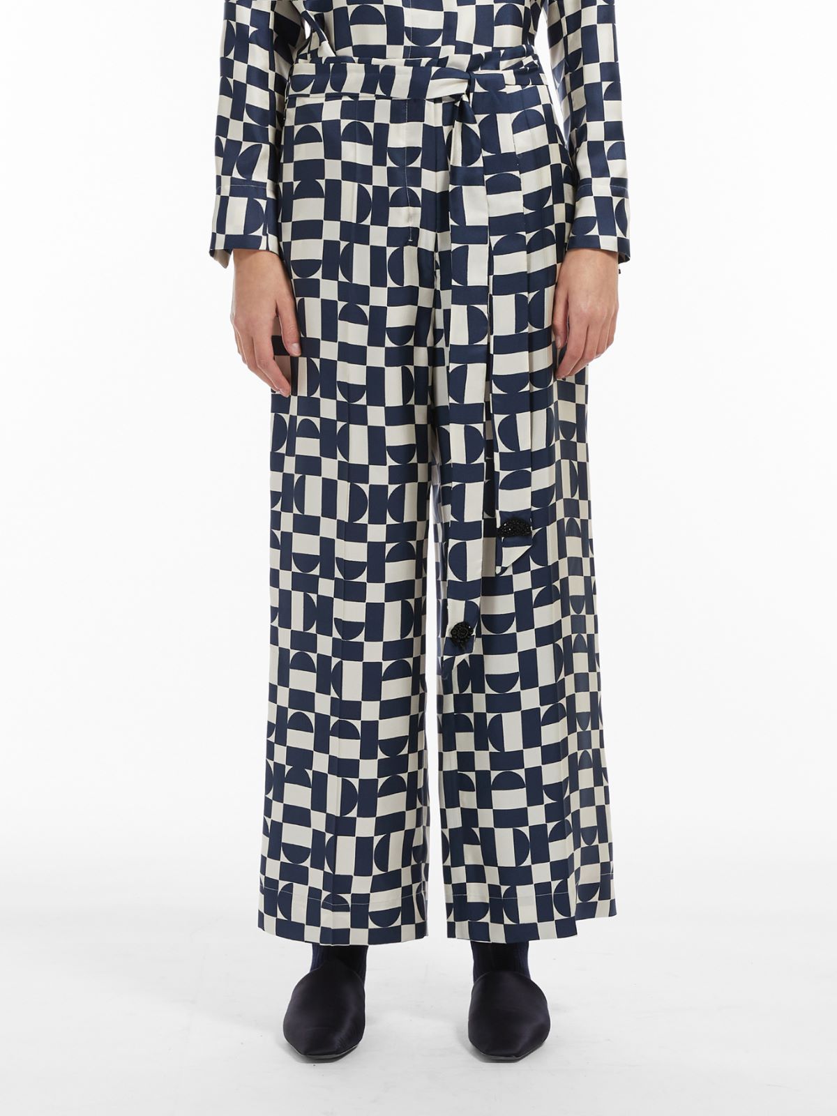 Printed silk trousers - MIDNIGHTBLUE - Max Mara - 2
