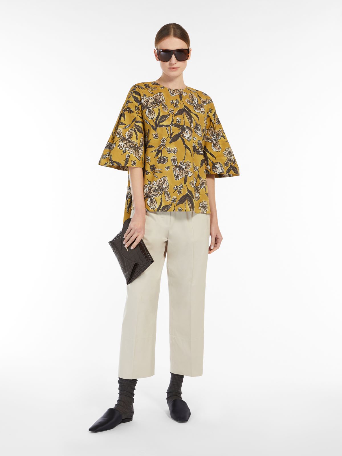 Cotton gabardine trousers - ECRU - Max Mara