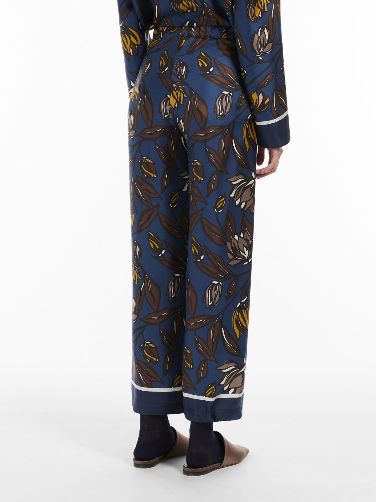 Printed silk trousers - MIDNIGHTBLUE - Max Mara - 3