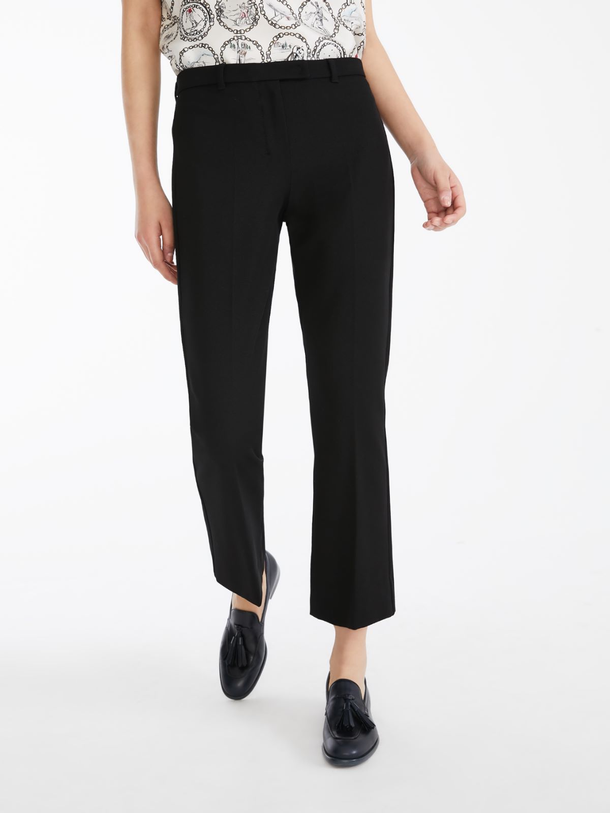 Stretch cotton-blend trousers - BLACK - Max Mara - 2