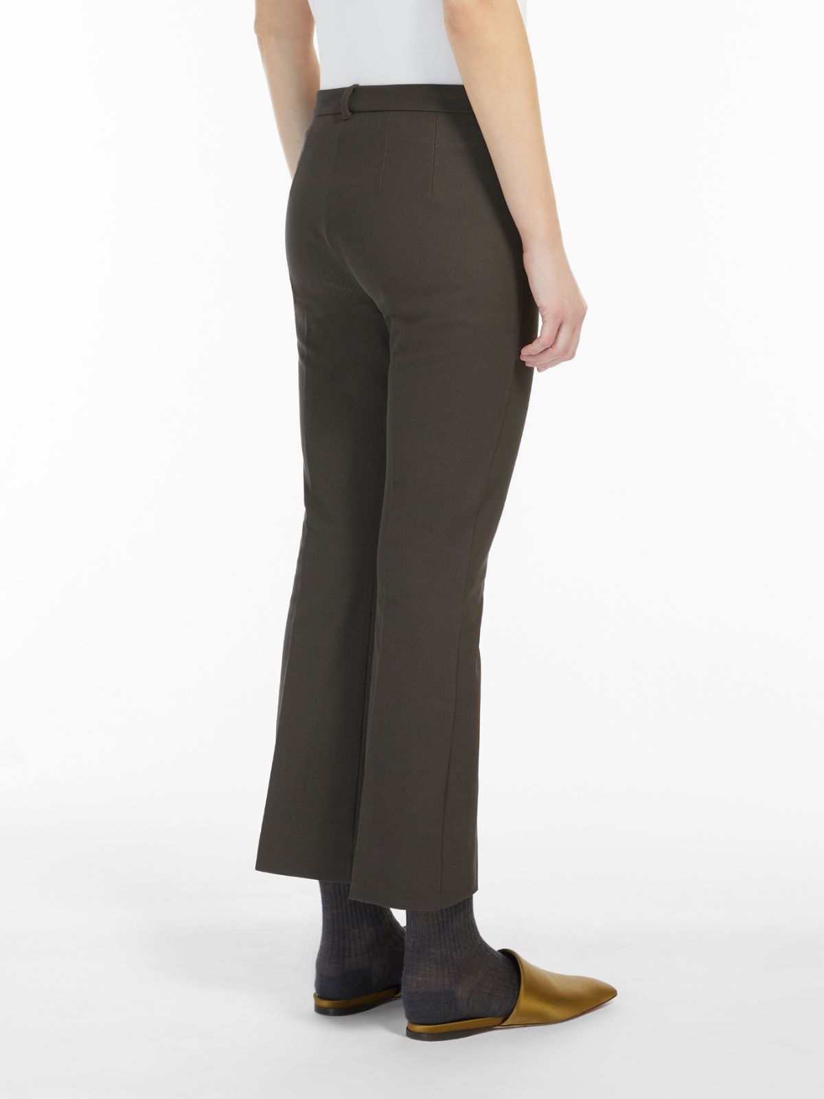 Stretch cotton-blend trousers - SAGE GREEN - Max Mara - 3