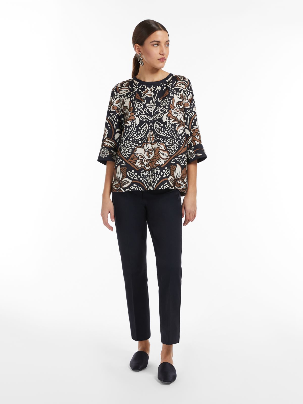 Stretch cotton-blend trousers - MIDNIGHTBLUE - Max Mara