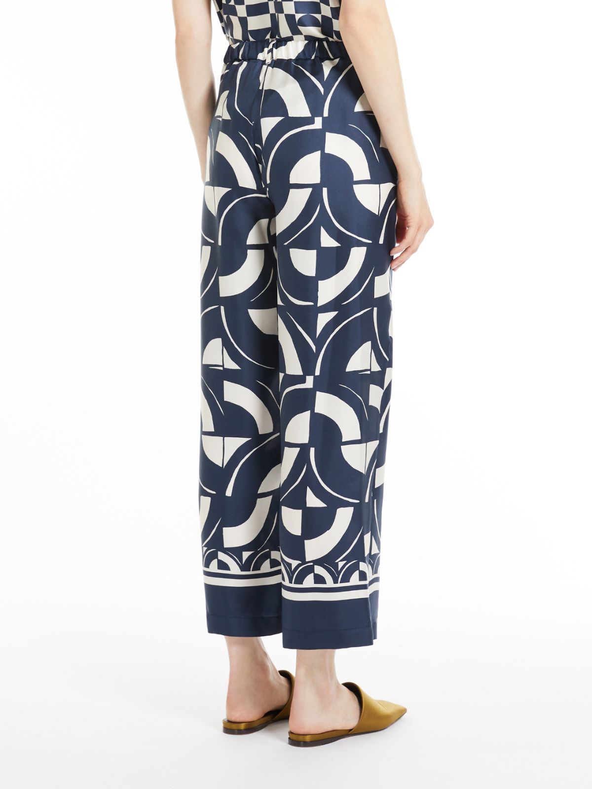 Printed silk trousers - MIDNIGHTBLUE - Max Mara - 3