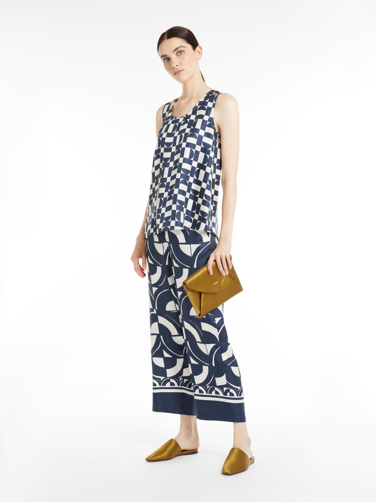 Printed silk trousers - MIDNIGHTBLUE - Max Mara