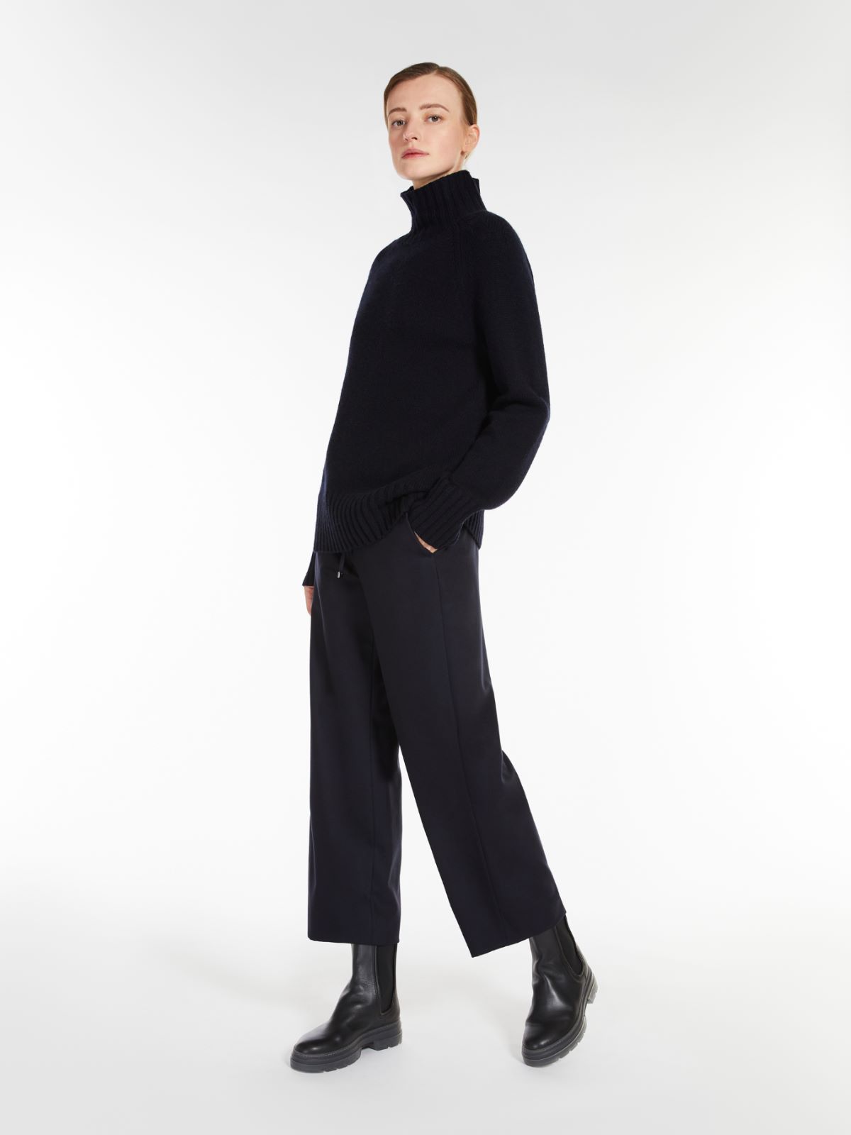 Wool flannel trousers - MIDNIGHTBLUE - Max Mara