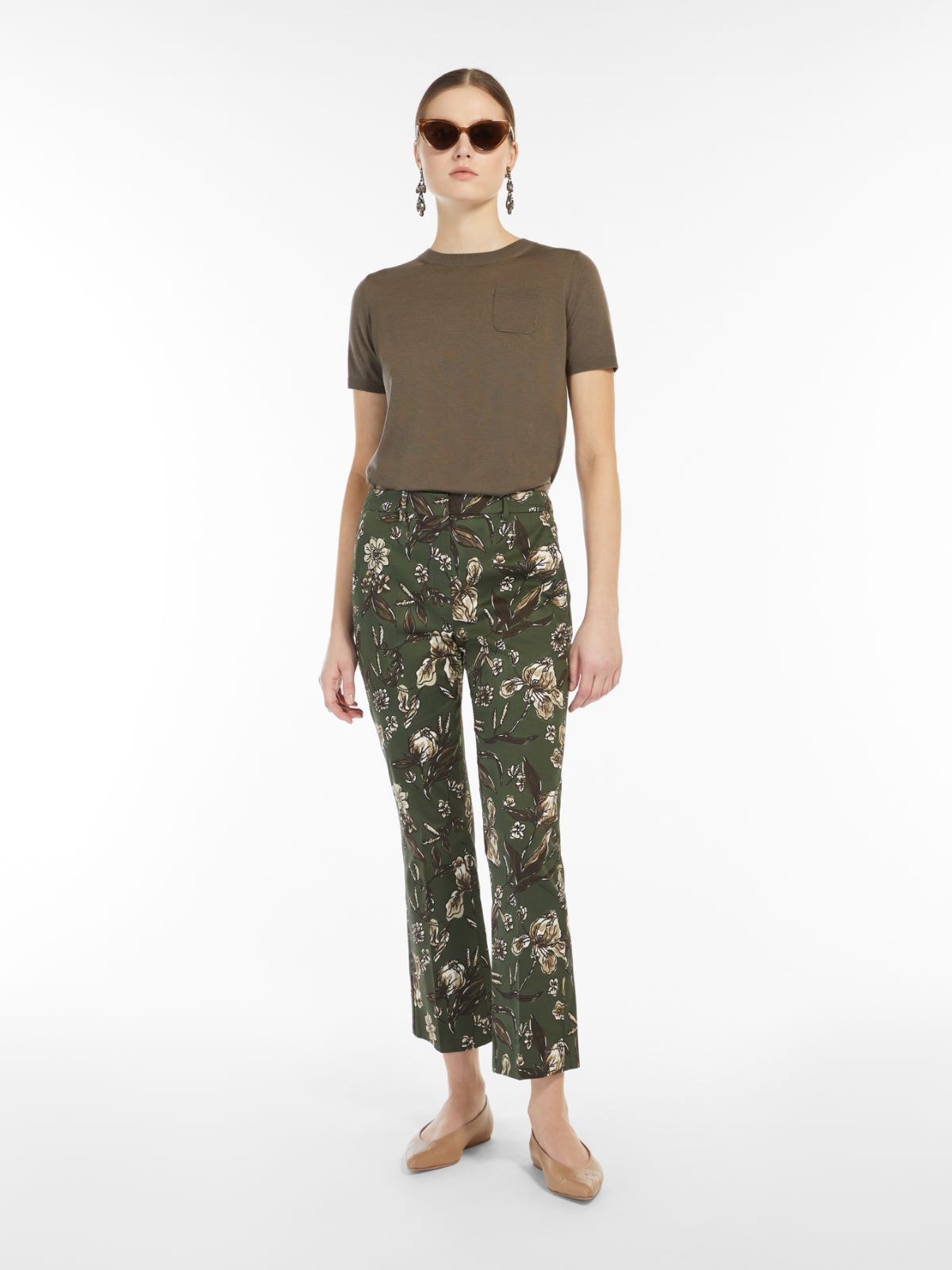 Printed satin trousers - SAGE GREEN - Max Mara
