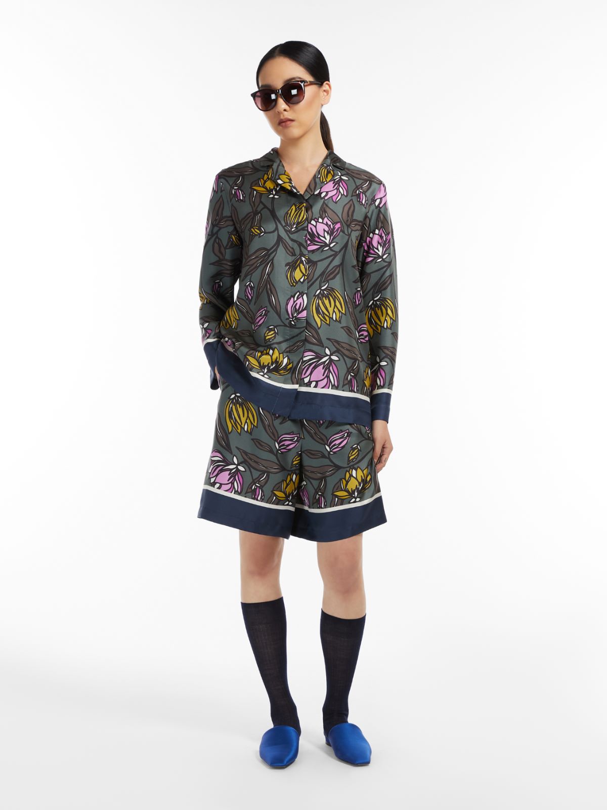 Printed silk shorts - KAKI - Max Mara