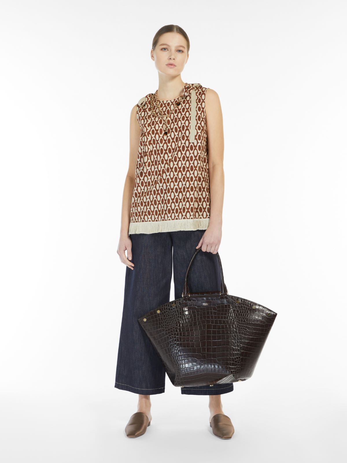 Printed cotton top - TOBACCO - Max Mara