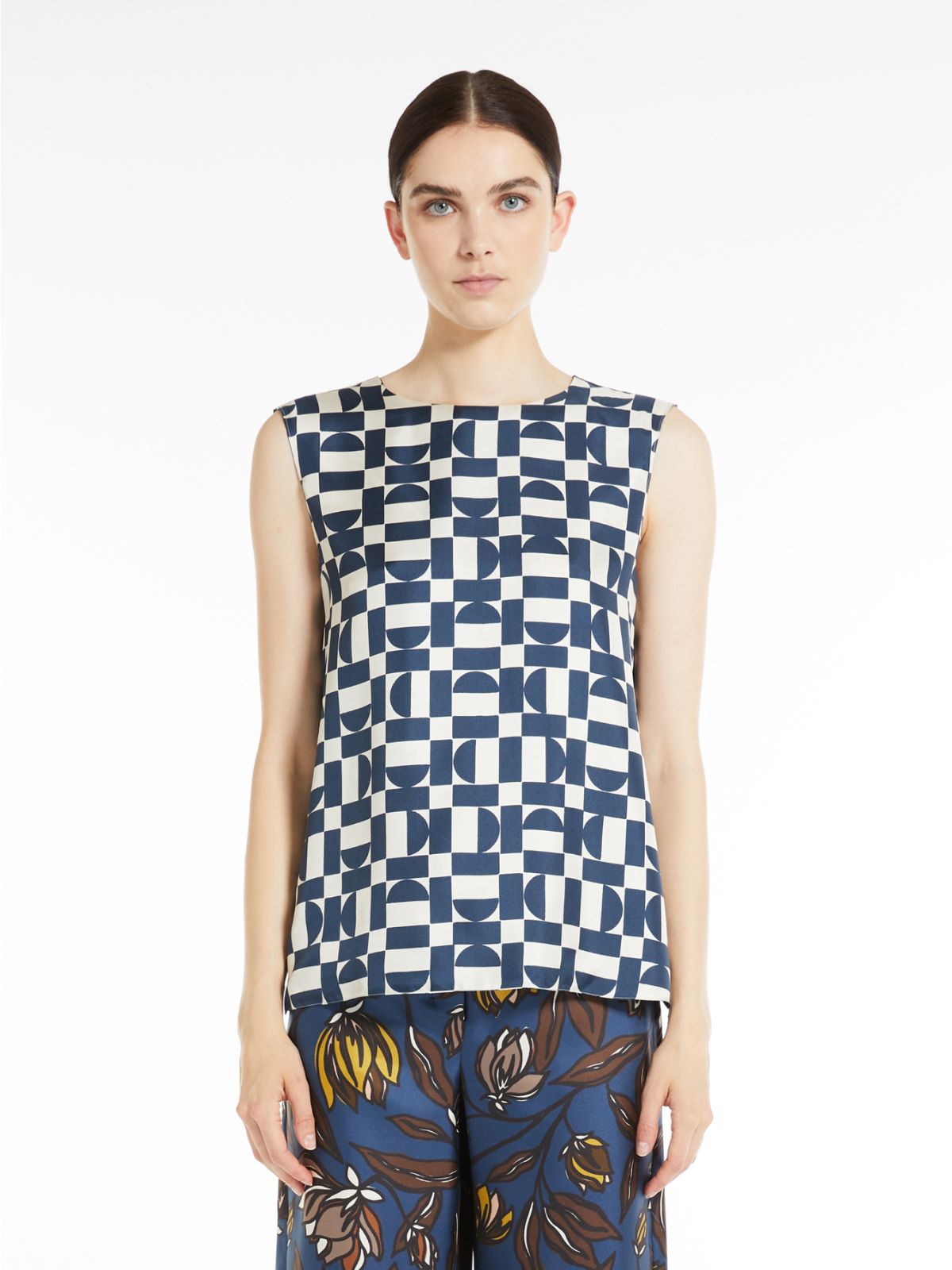Reversible printed silk top - MIDNIGHTBLUE - Max Mara - 4