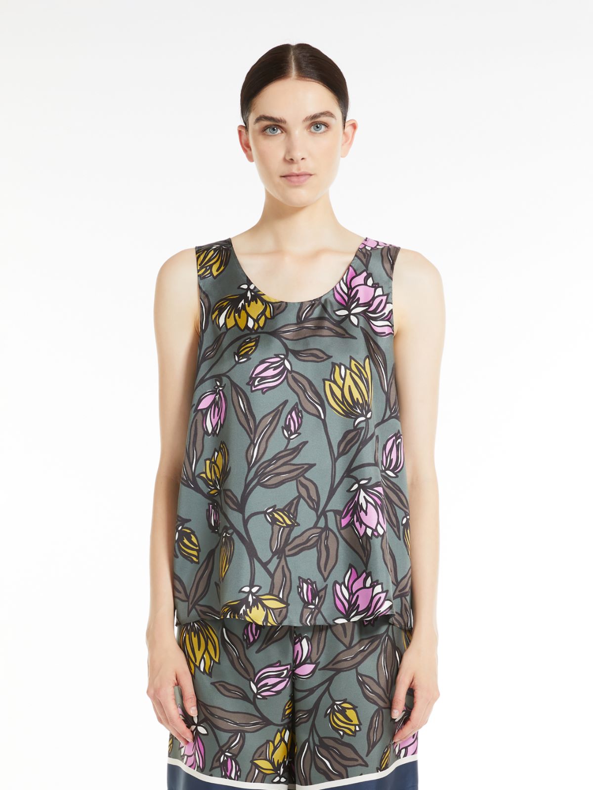 Printed silk top - KAKI - Max Mara - 2