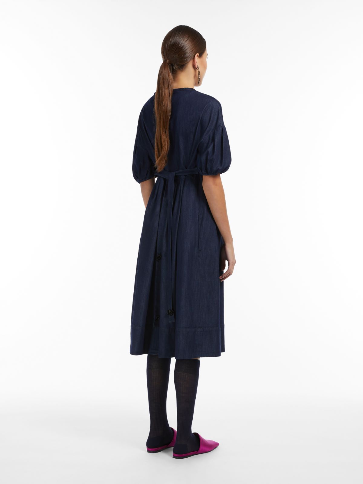 Cotton denim dress - MIDNIGHTBLUE - Max Mara - 3