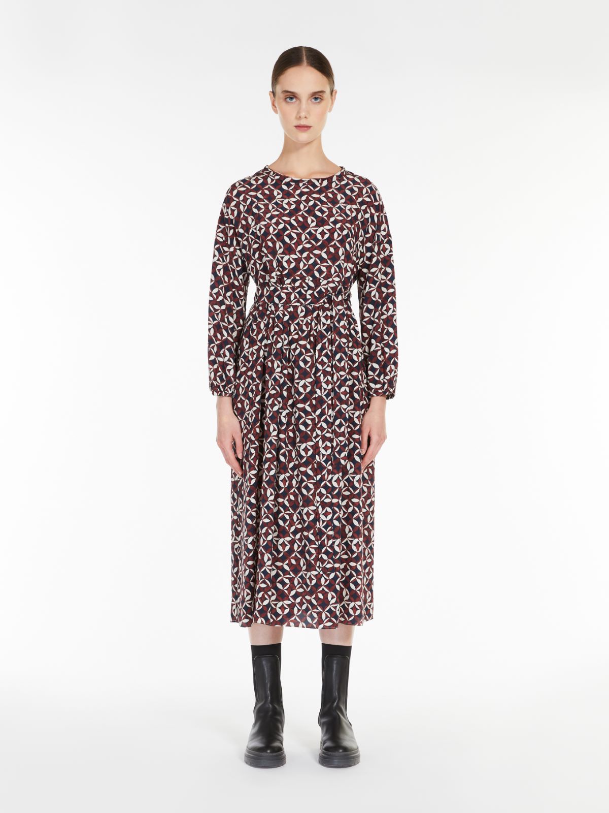 Silk crepe de chine dress - LIGHT BLUE - Max Mara - 2