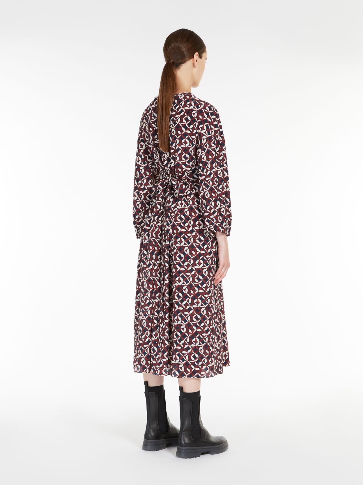 Silk crepe de chine dress - LIGHT BLUE - Max Mara - 3