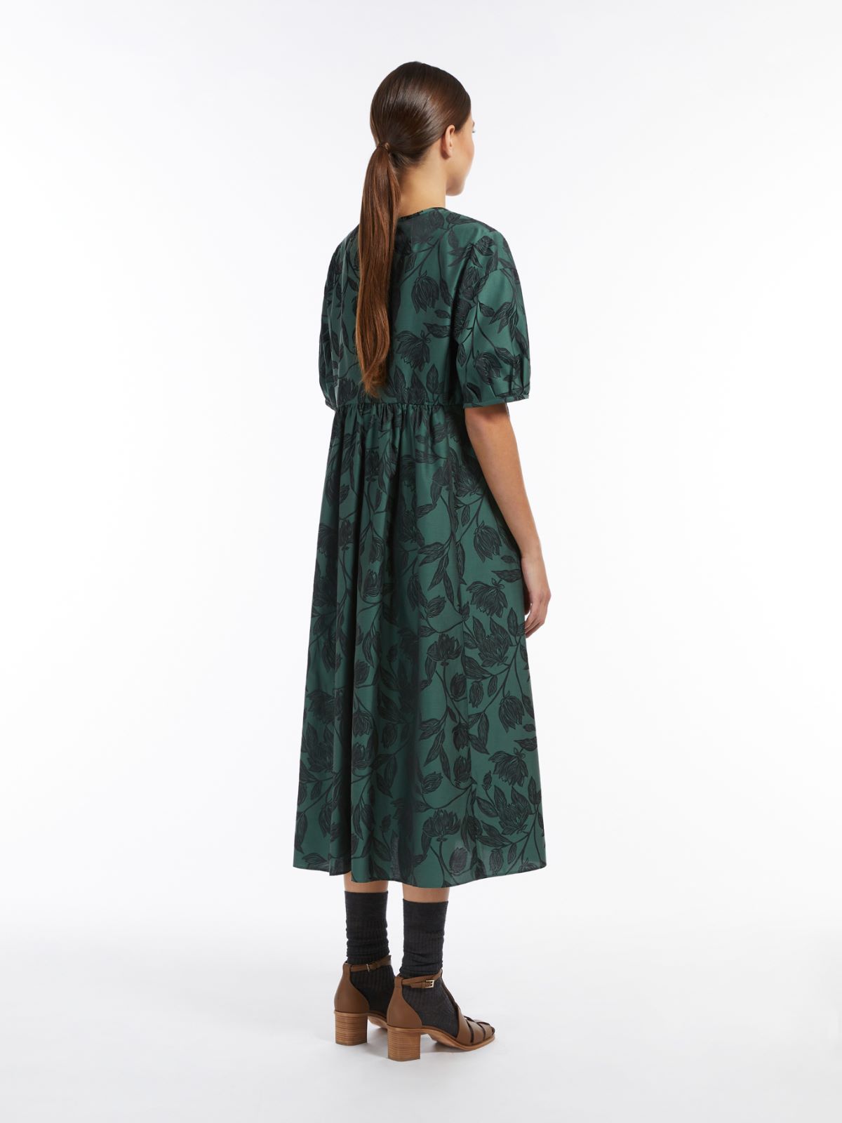 Jacquard cotton dress - DARK GREEN - Max Mara - 3