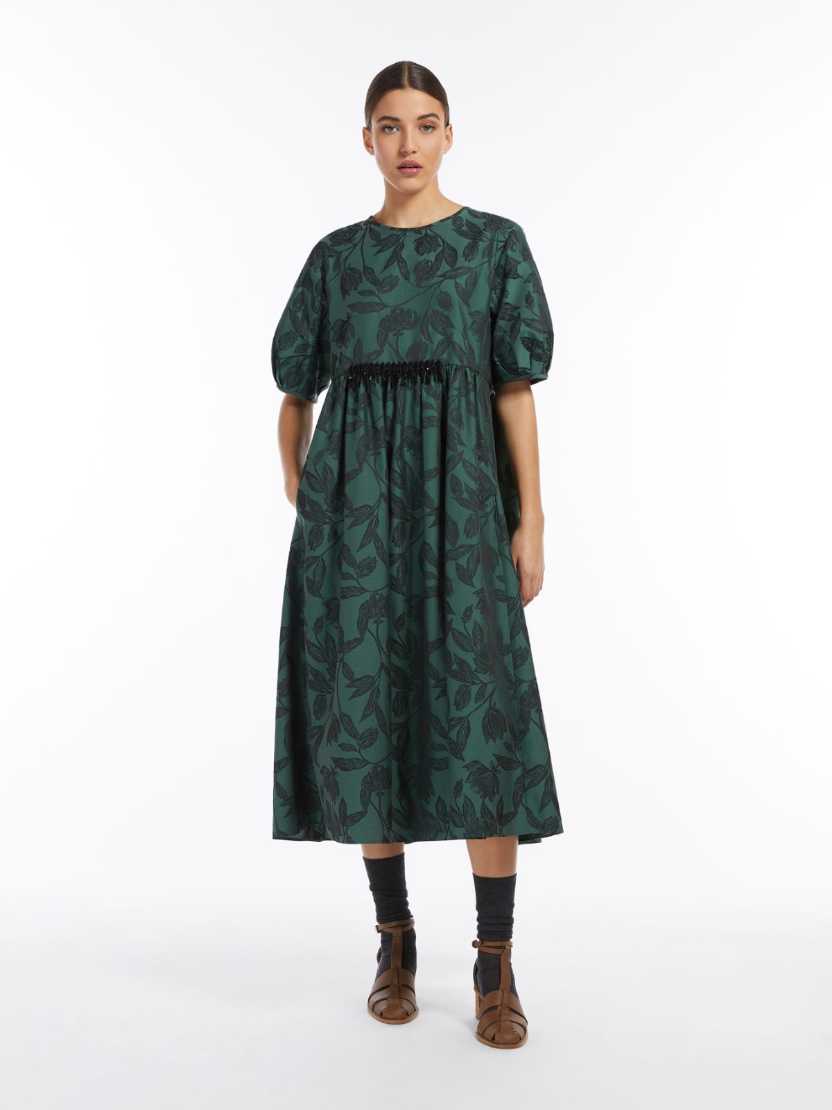 Jacquard cotton dress - DARK GREEN - Max Mara