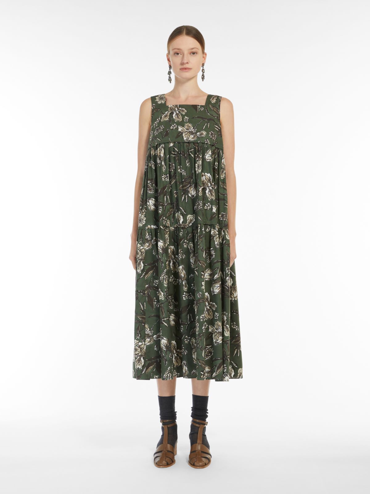 Printed cotton dress - SAGE GREEN - Max Mara - 2