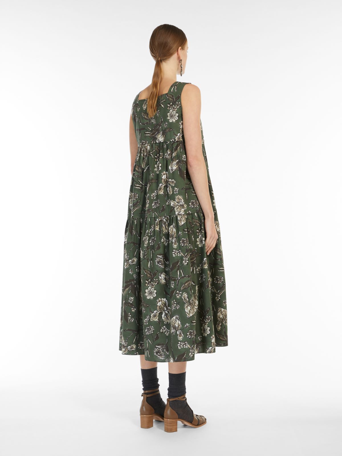 Printed cotton dress - SAGE GREEN - Max Mara - 3