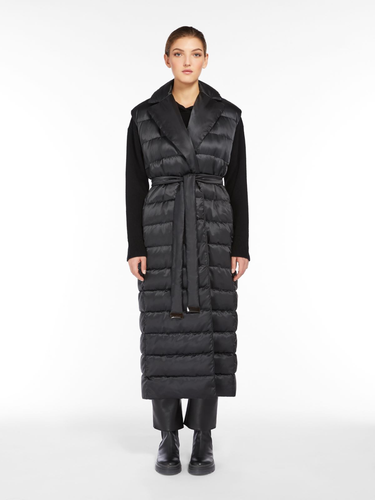 Water-repellent satin gilet - BLACK - Max Mara - 2