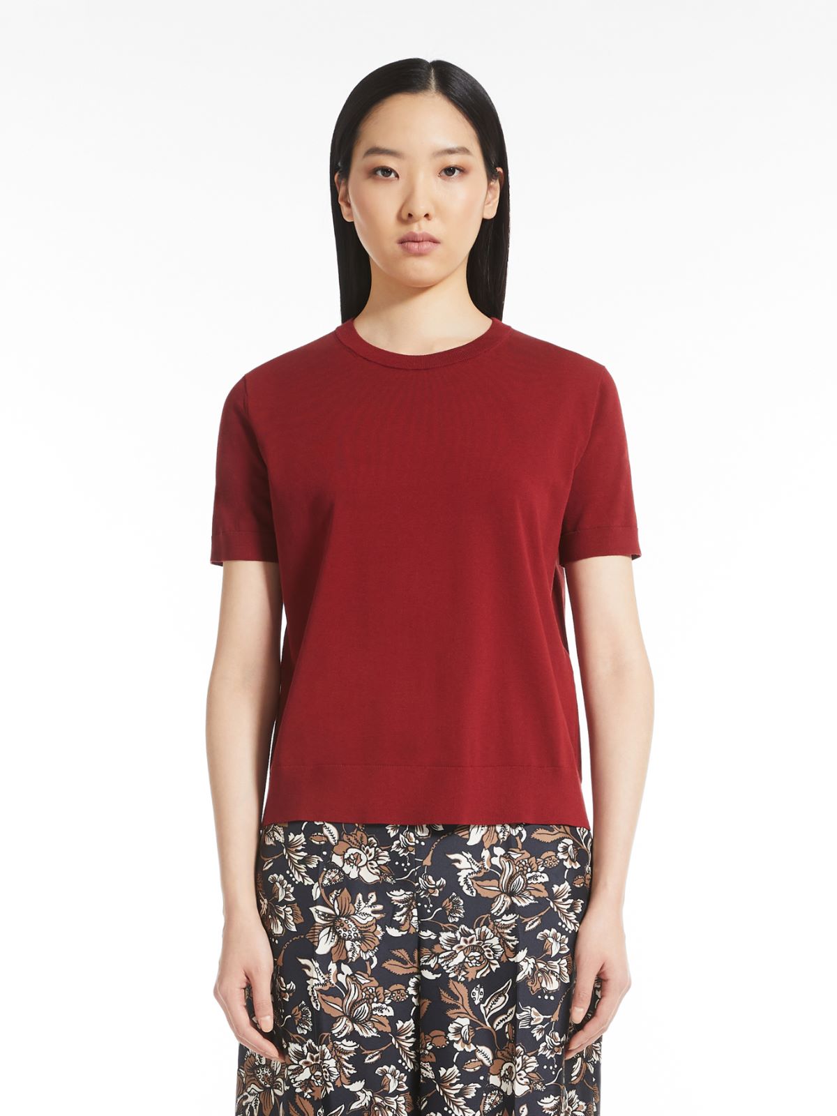 Cotton and viscose T-shirt - RED - Max Mara - 2