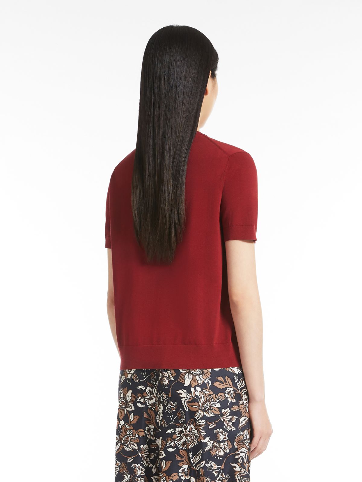 Cotton and viscose T-shirt - RED - Max Mara - 3