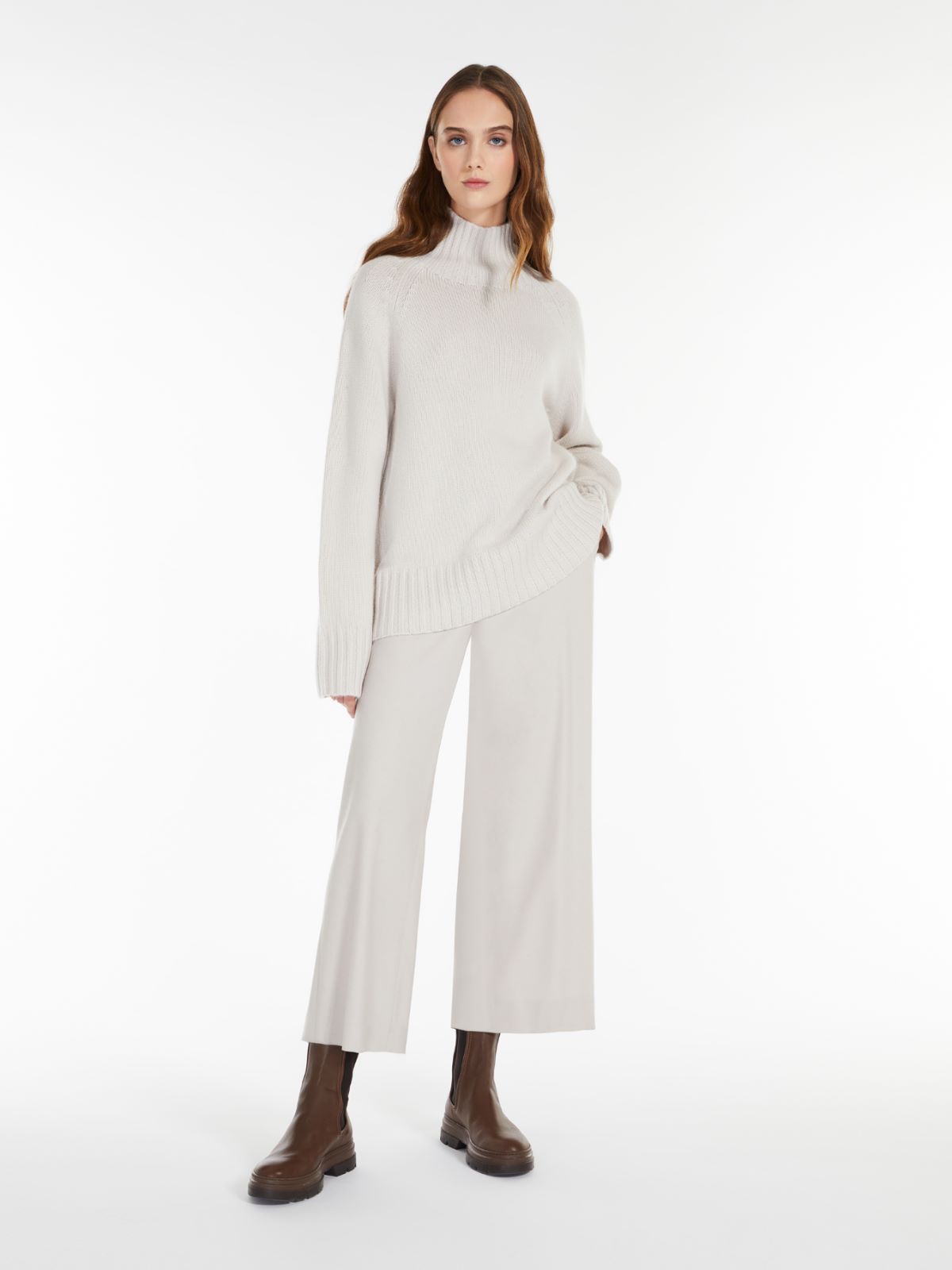 Wool and cashmere polo-neck sweater - ECRU - Max Mara