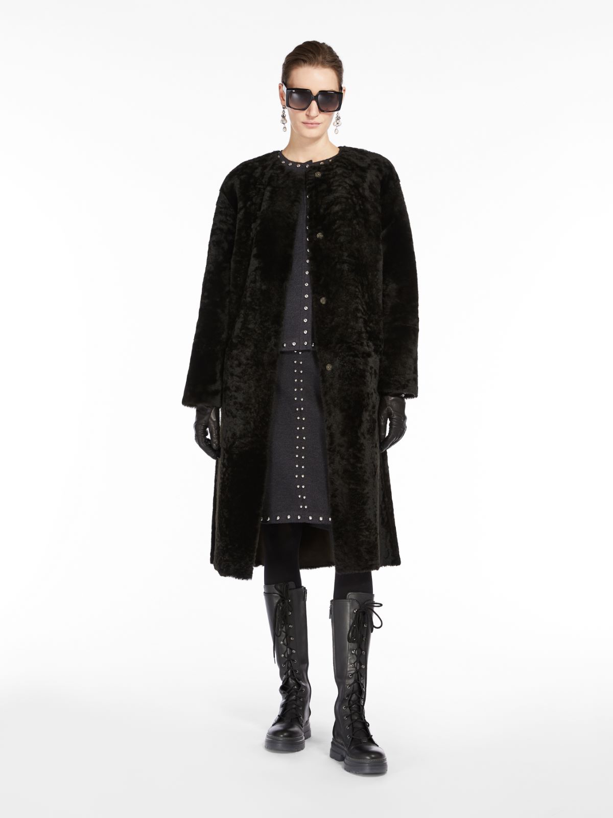 Sheepskin coat - DARK GREEN - Max Mara
