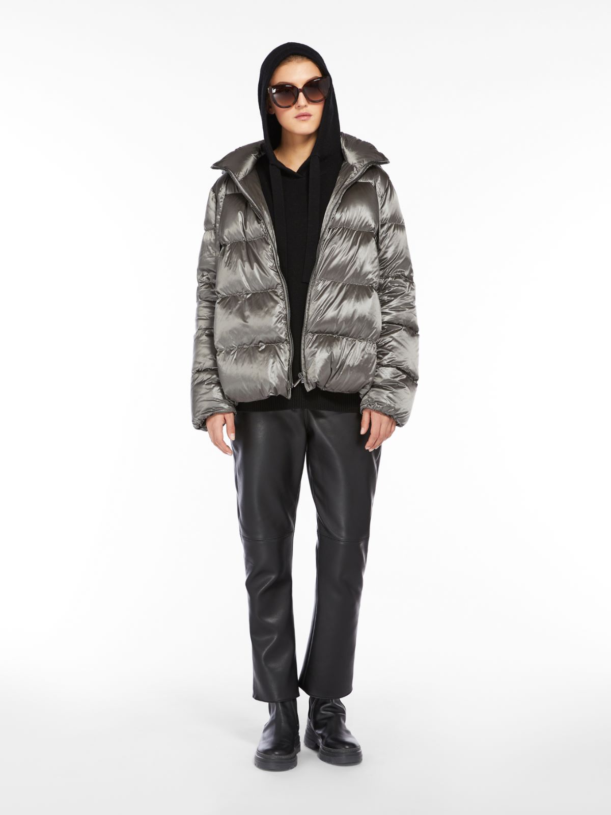 Water-repellent canvas down jacket - MEDIUM GREY - Max Mara
