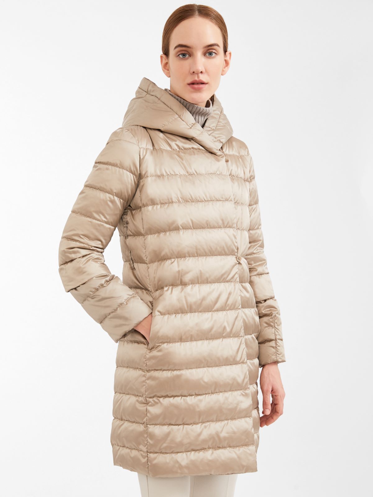 Reversible robe coat in water-resistant satin - BEIGE - Max Mara - 2